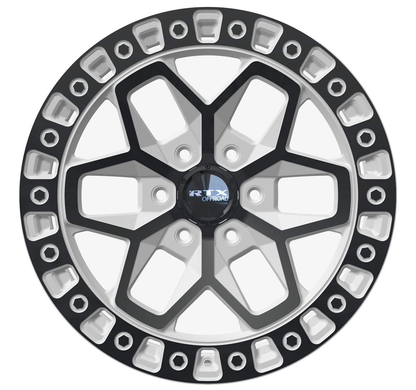 17x9 RTX Zion Gloss White with Black Spokes Wheel 6x5.5 (0mm)