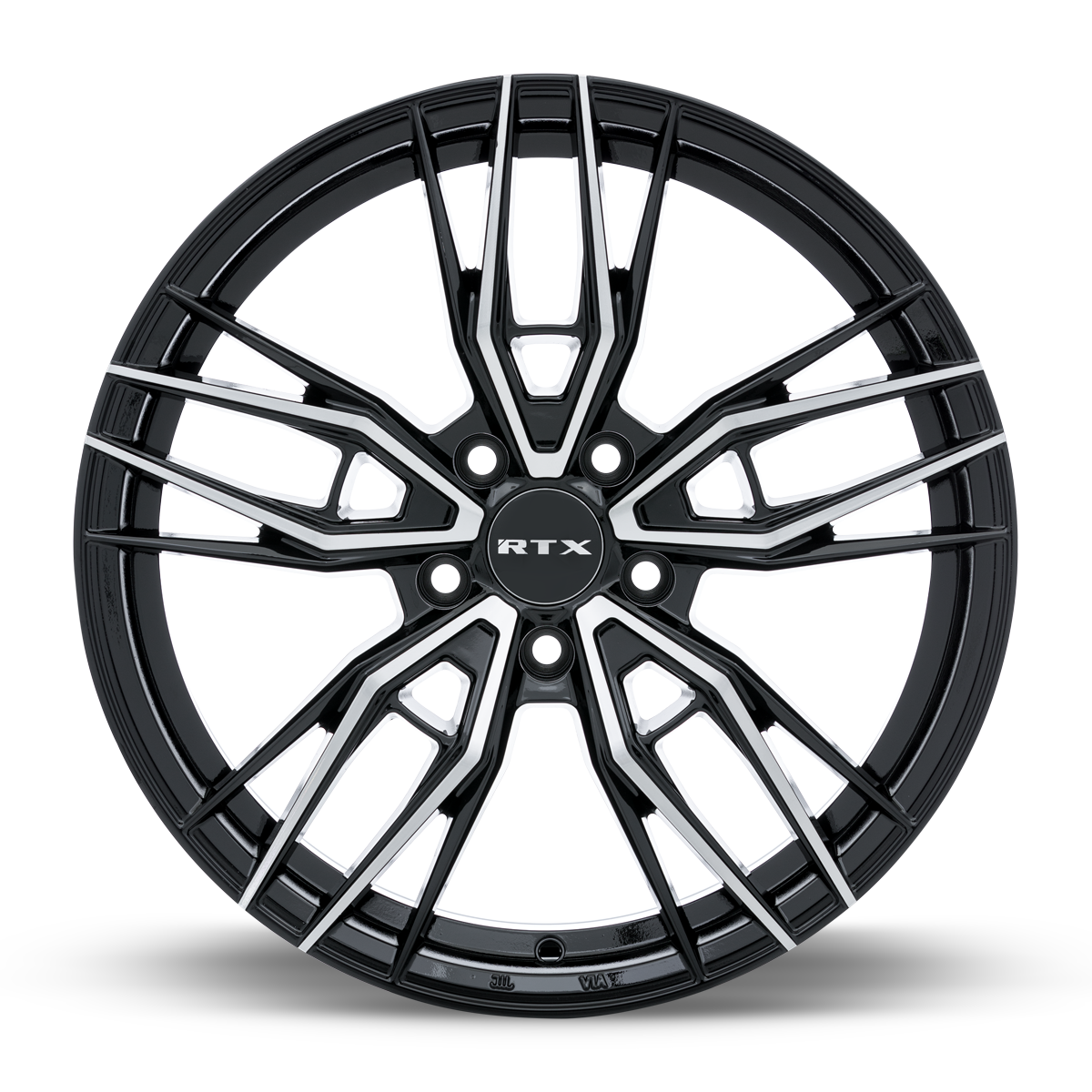 17x7.5 RTX Scepter Gloss Black Machined Wheel 5x4.5 (40mm)
