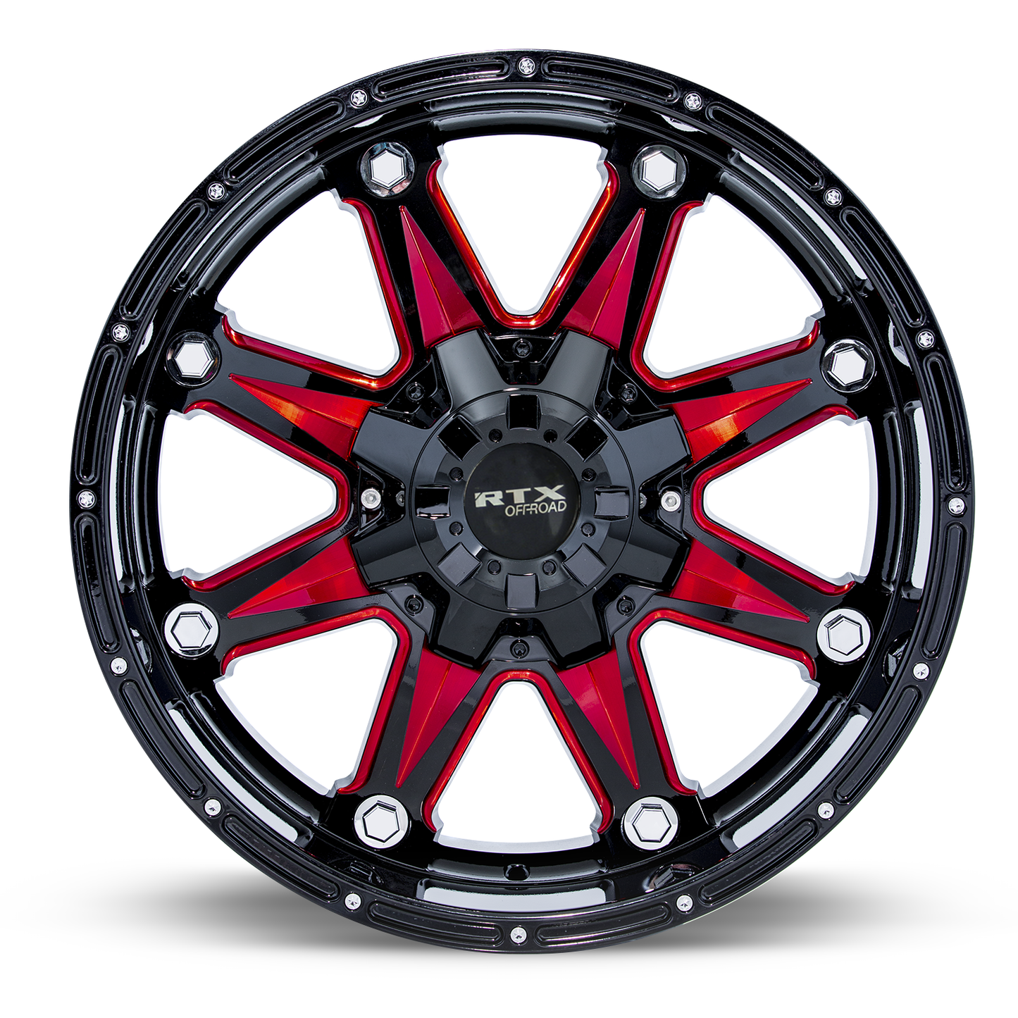 18x9 RTX Spine Black with Milled Red Spokes Wheel 6x135/6x5.5 (10mm)