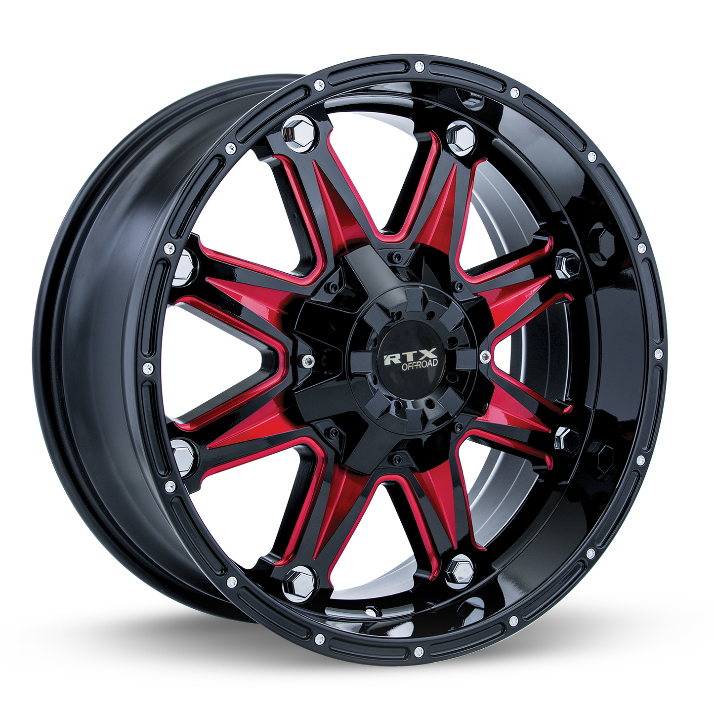 18x9 RTX Spine Black with Milled Red Spokes Wheel 6x135/6x5.5 (10mm)