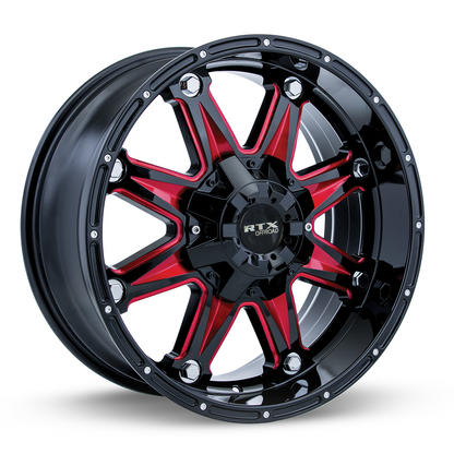 18x9 RTX Spine Black with Milled Red Spokes Wheel 6x135/6x5.5 (10mm)