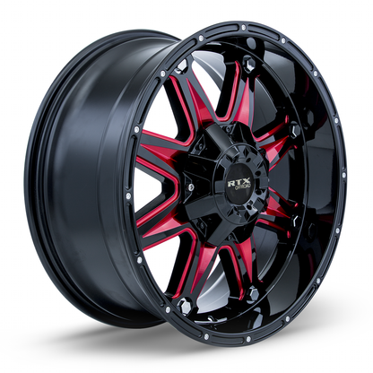 18x9 RTX Spine Black with Milled Red Spokes Wheel 6x135/6x5.5 (10mm)
