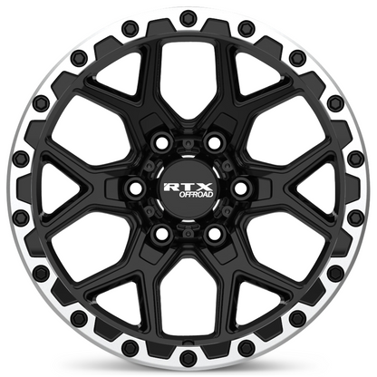 17x8.5 RTX Storm Gloss Black Milled with Machined Lip Wheel 6x5.5 (20mm)