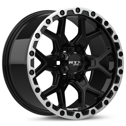 17x8.5 RTX Storm Gloss Black Milled with Machined Lip Wheel 6x5.5 (20mm)