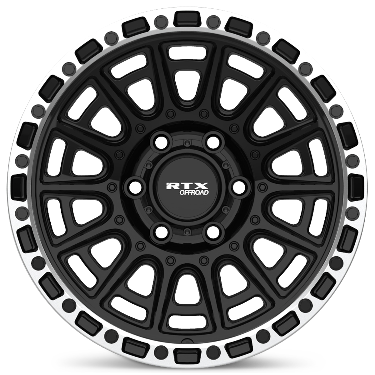 17x8.5 RTX Striker Gloss Black Milled with Machined Lip Wheel 6x5.5 (10mm)