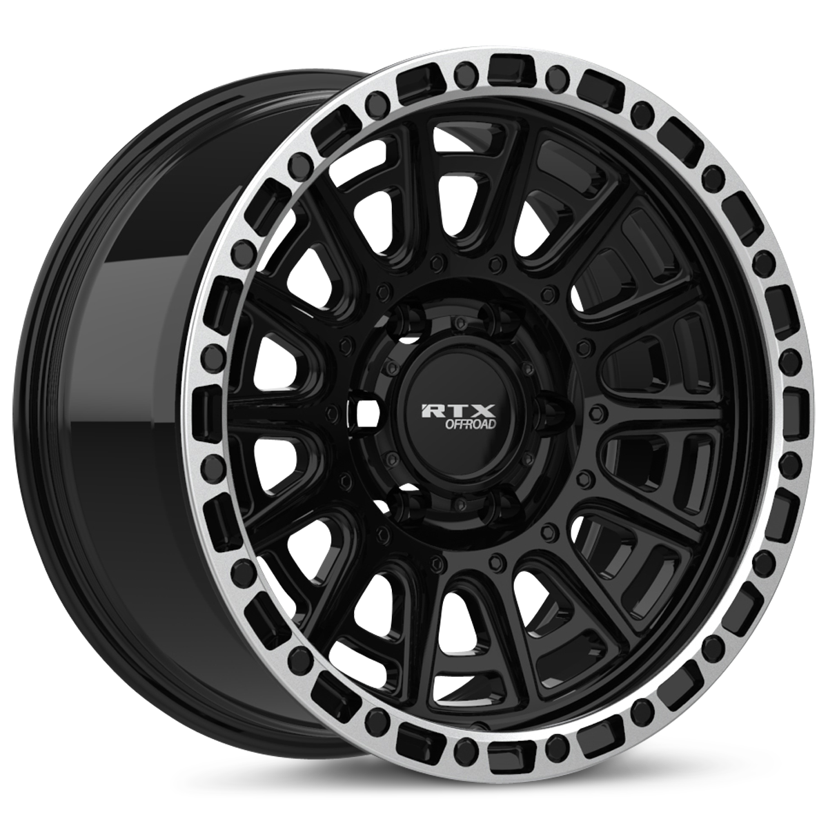 17x8.5 RTX Striker Gloss Black Milled with Machined Lip Wheel 6x5.5 (10mm)