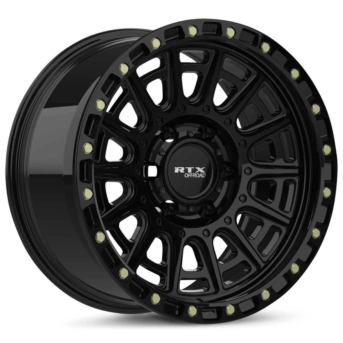 17x8.5 RTX Striker Gloss Black with Milled Rivets Wheel 6x5.5 (10mm)