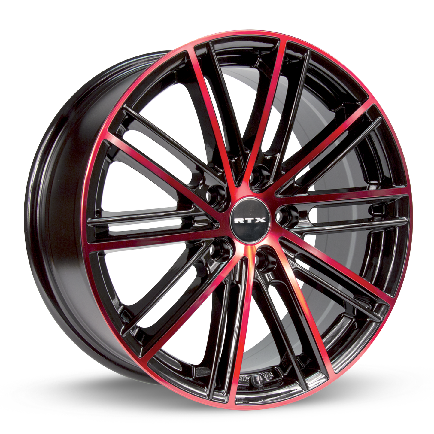 18x8 RTX Strobe 5 Black Machined Red Wheel 5x4.5 (45mm)