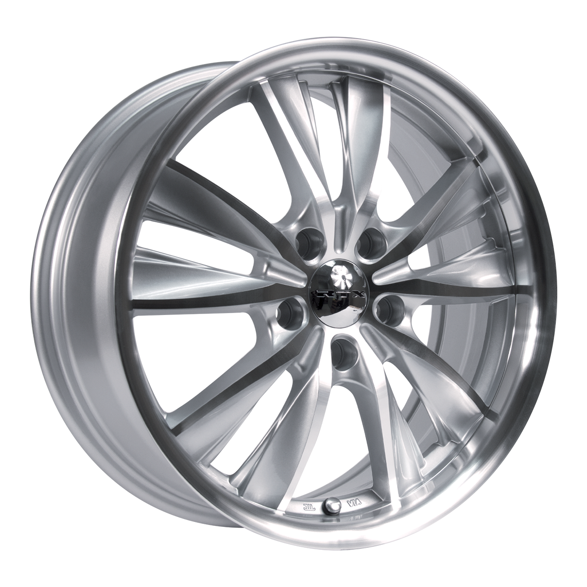 17x7 RTX Twist Silver Machined Wheel 5x4.5 (40mm)