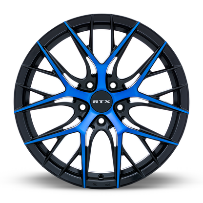 18x8 RTX Valkyrie Gloss Black Machined Blue Wheel 5x4.5 (40mm)