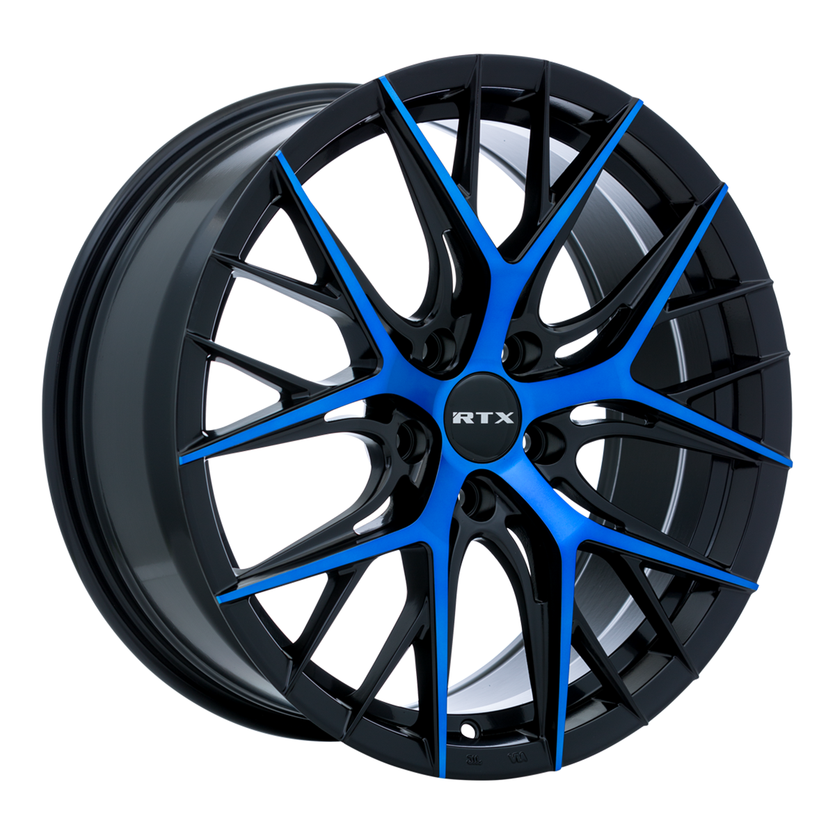 18x8 RTX Valkyrie Gloss Black Machined Blue Wheel 5x4.5 (40mm)