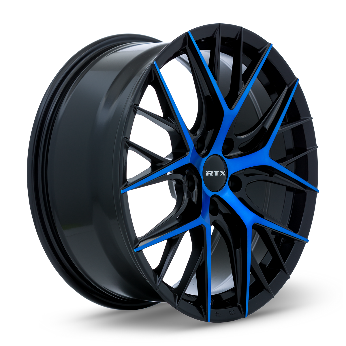 18x8 RTX Valkyrie Gloss Black Machined Blue Wheel 5x4.5 (40mm)
