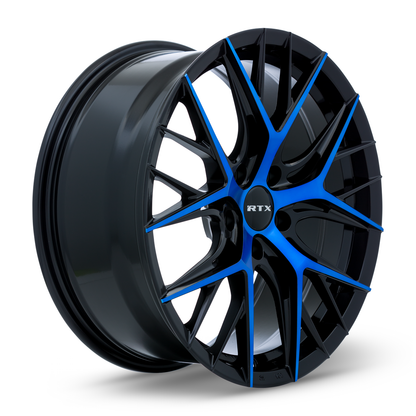 18x8 RTX Valkyrie Gloss Black Machined Blue Wheel 5x4.5 (40mm)