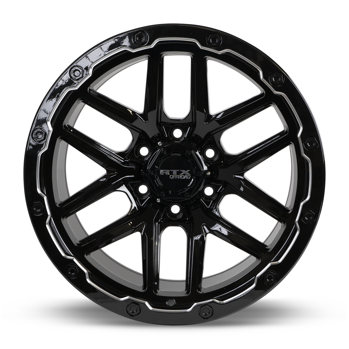 20x10 RTX Volcano Gloss Black Milled Edge Wheel 6x5.5 (-18mm)