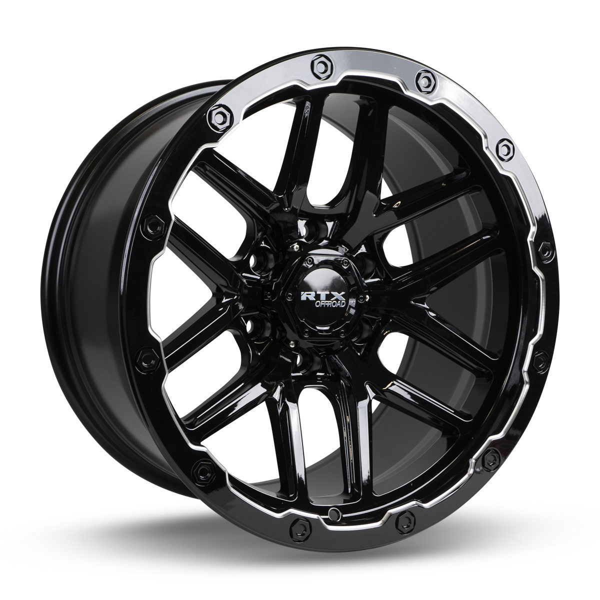18x9.5 RTX Volcano Gloss Black Milled Edge Wheel 6x5.5 (-10mm)