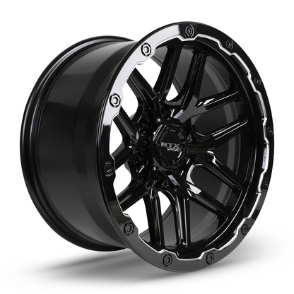 20x10 RTX Volcano Gloss Black Milled Edge Wheel 6x135 (-18mm)