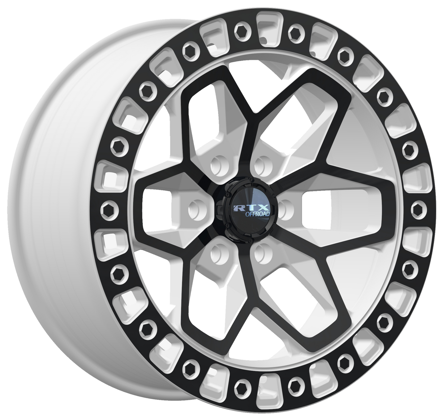 17x9 RTX Zion Gloss White with Black Spokes Wheel 6x5.5 (0mm)