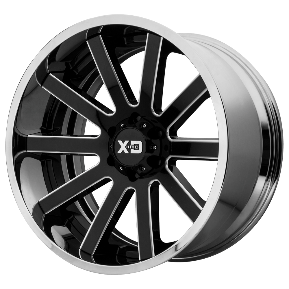 20x10 XD XD200 HEIST Gloss Black Milled Center Chrome Lip Wheel 8X6.5 (-18mm)