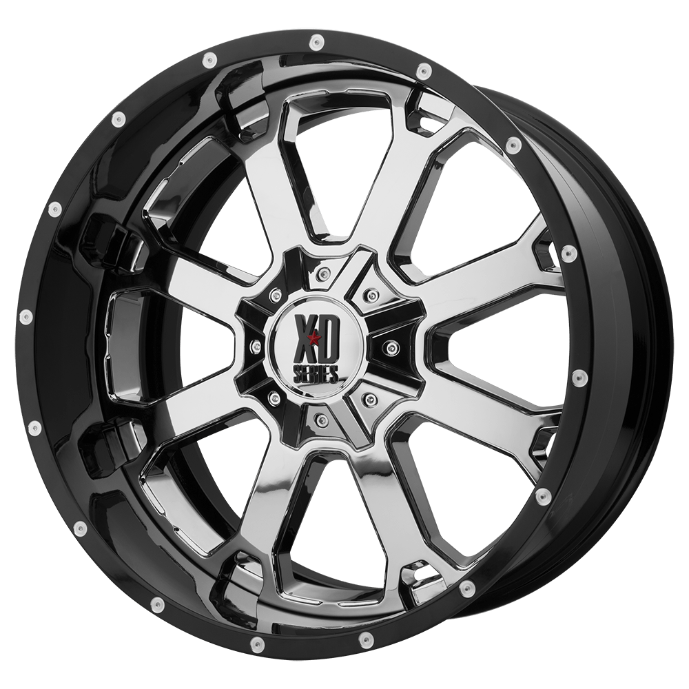 20x12 XD XD202 BUCK 25 Chrome Ctr Gloss Blk Mill Lip Wheel 5x5 (-44mm)