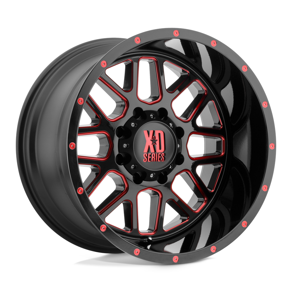 20x10 XD XD820 GRENADE Satin Black Milled W/ Red Clear Coat Wheel 8X6.5 (-24mm)