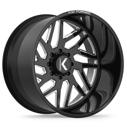 28x14 KG1 KF009 Yaz-N Black Milled LEFT DIRECTIONAL FORGED Wheel 6x5.5 (-76mm)