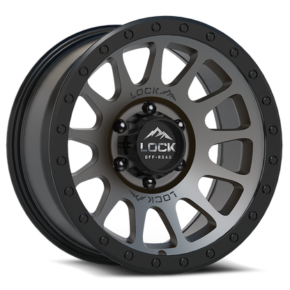 20x10 Lock Off-Road Yosemite Matte Grey W/ Matte Black Ring Wheel 6x135 (-18mm)