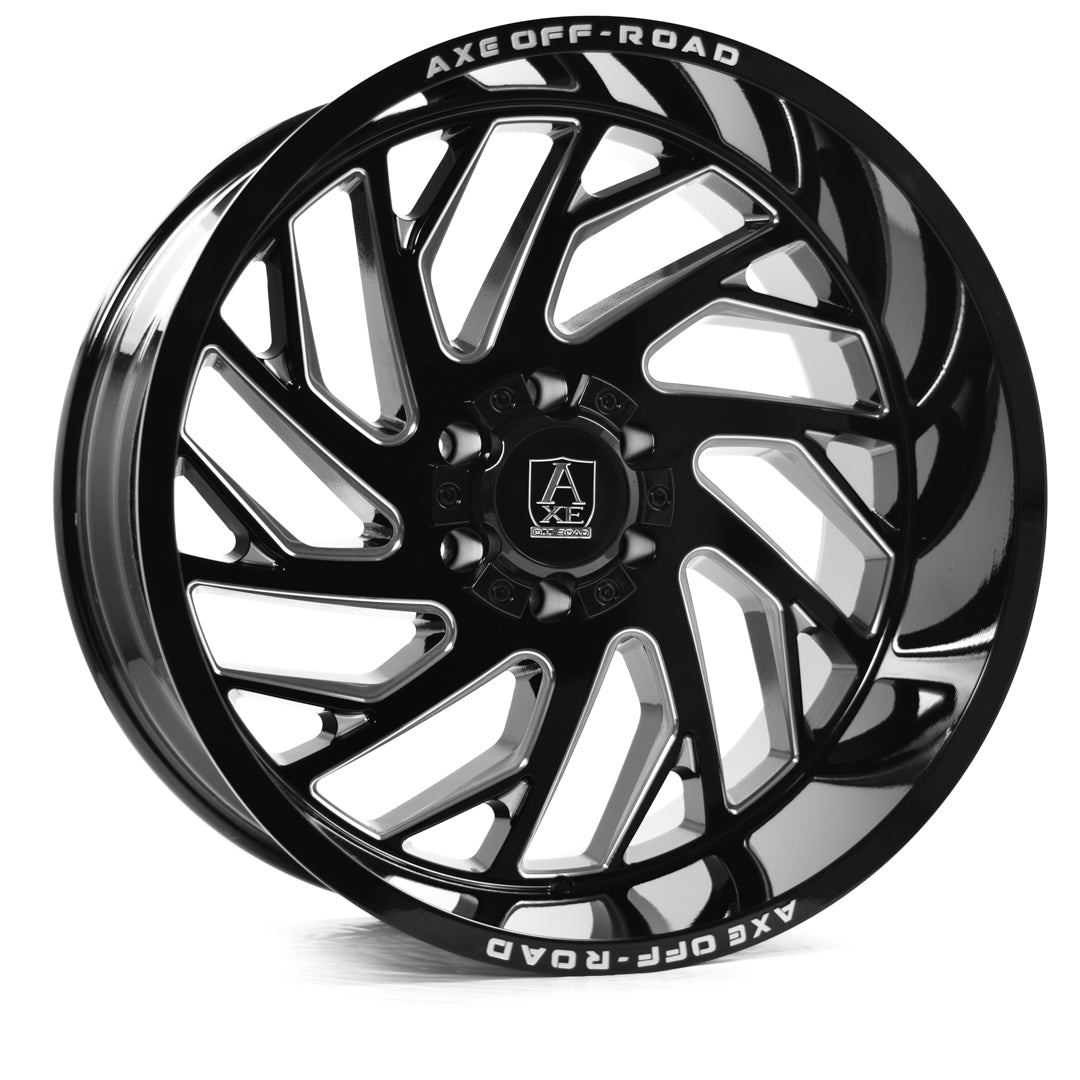 22x12 Axe Zeus Gloss Black Milled Wheel 5x5/5x5.5 (-44mm)