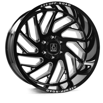 22x12 Axe Zeus Gloss Black Milled Wheel 5x5/5x5.5 (-44mm)