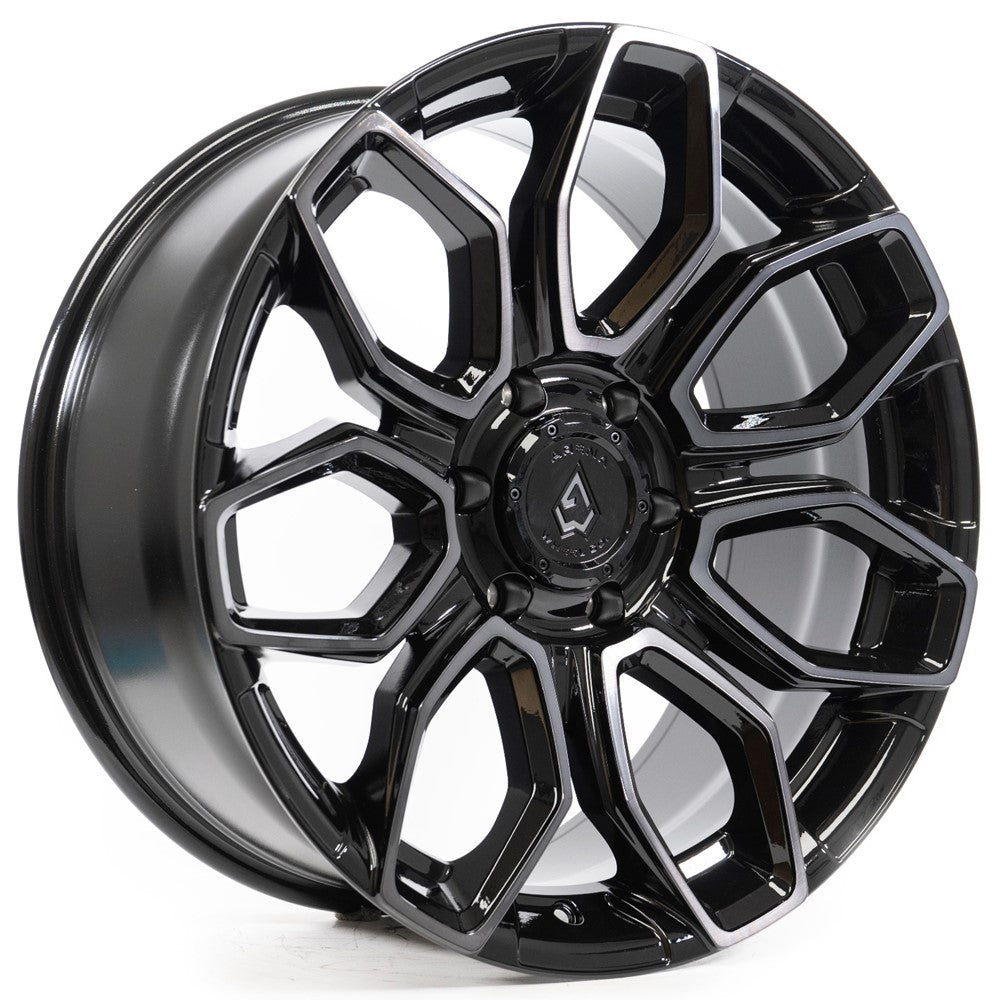 22x10 Arena A116 Cobra Glossy Black Brushed DDT Face Clear Wheel 5x5 (15mm)