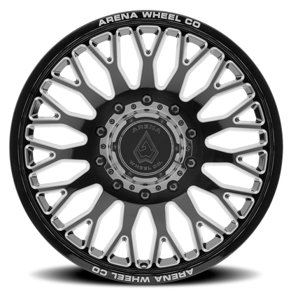 22x8.25 Arena A121 Monarch Gloss Black Milled DUALLY FRONT Wheel 8x6.5 (105mm)