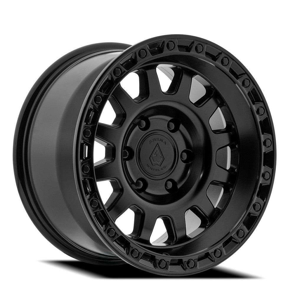 17x9 Arena Wheel Co. A143 Sting Satin Black Glossy Black Lip Wheel 6x5.5 (0mm)