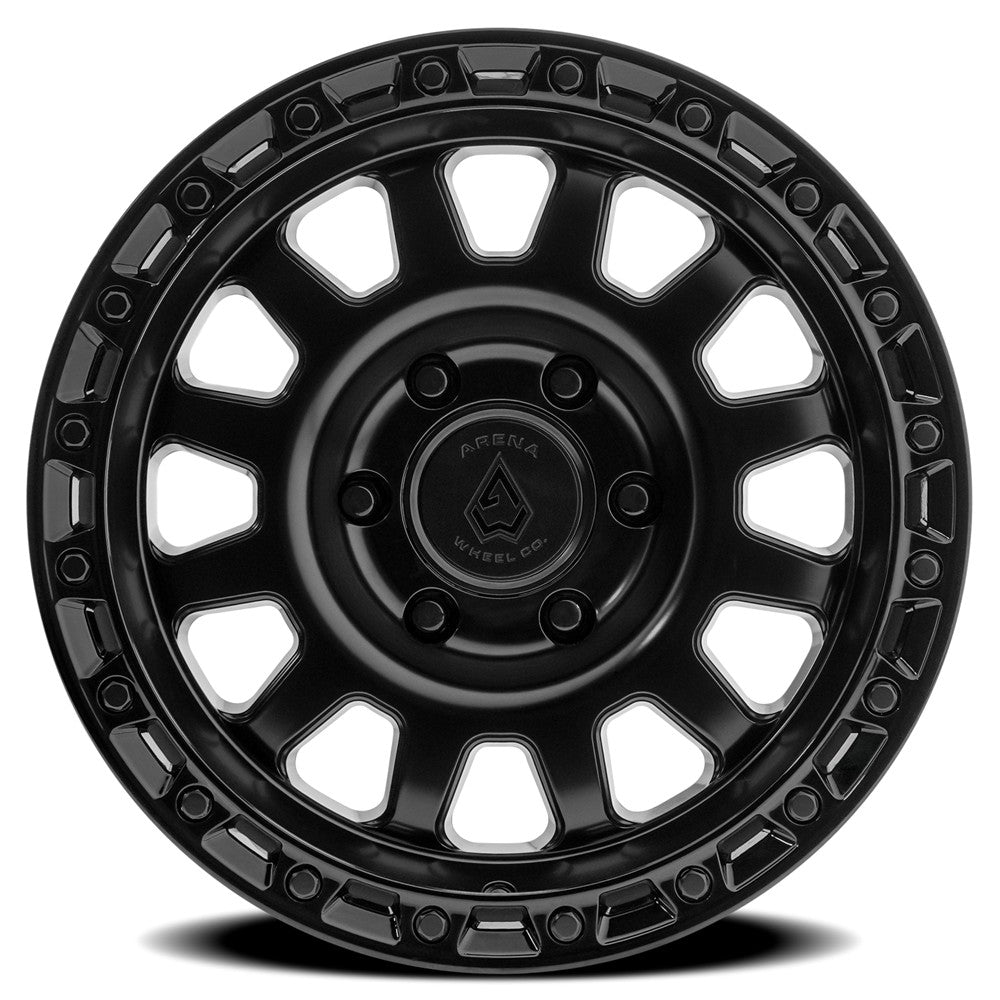 17x9 Arena Wheel Co. A143 Sting Satin Black Glossy Black Lip Wheel 6x5.5 (0mm)