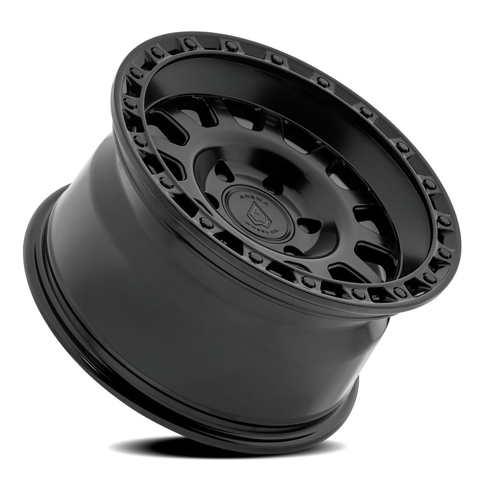 17x9 Arena Wheel Co. A143 Sting Satin Black Glossy Black Lip Wheel 6x5.5 (0mm)