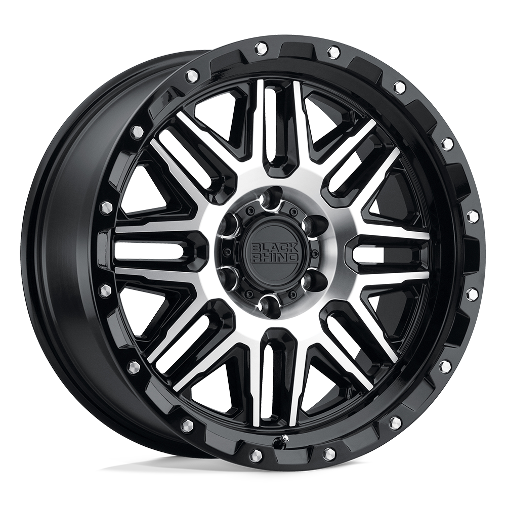 20x9 Black Rhino ALAMO GLOSS BLK W/ MACH FACE & STAINLESS Wheel 5x5 (-18mm)