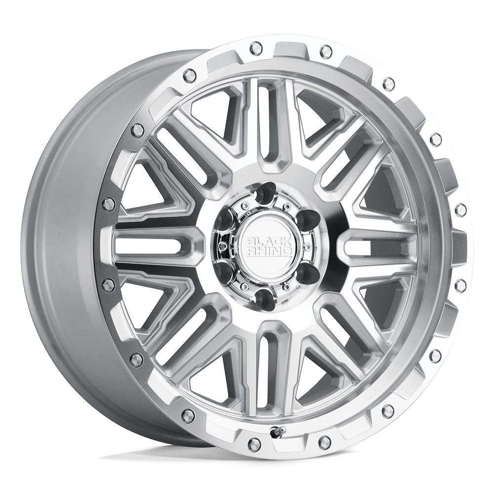 20x9 Black Rhino ALAMO SILV W/ MIRROR FACE & STAINLESS BOLTS Wheel 6x5.5 (12mm)