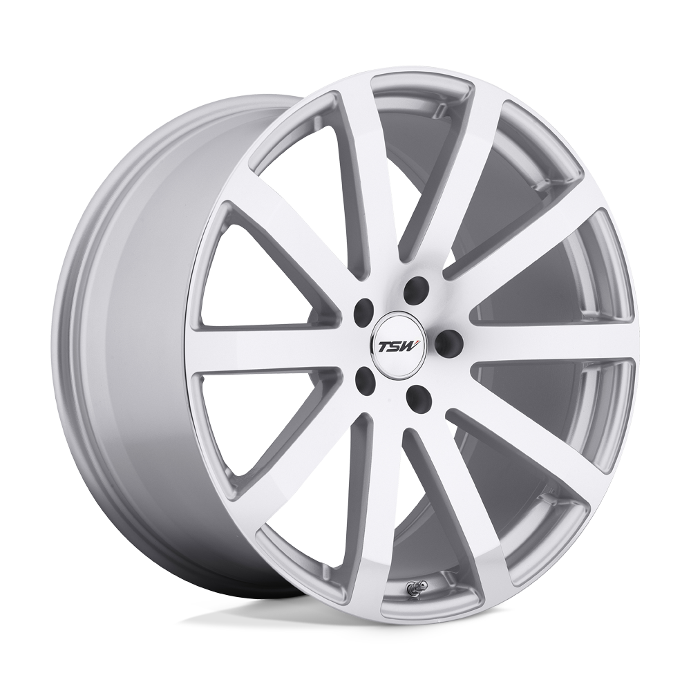 19x9.5 TSW BROOKLANDS SILVER W/ MIRROR-CUT FACE Wheel 5x112 (53mm)