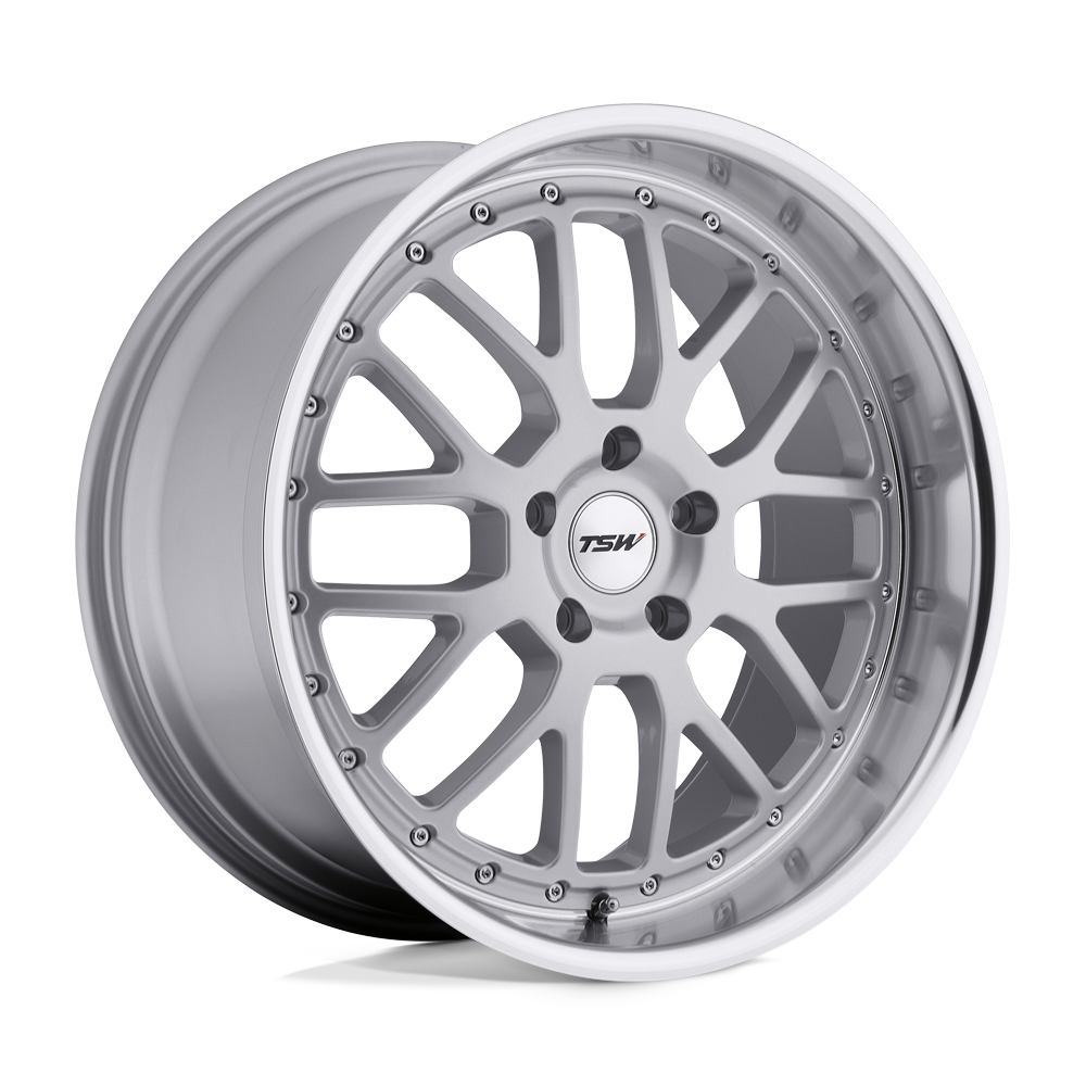 18x9.5 TSW VALENCIA SILVER W/ MIRROR CUT LIP Wheel 5x112 (45mm)