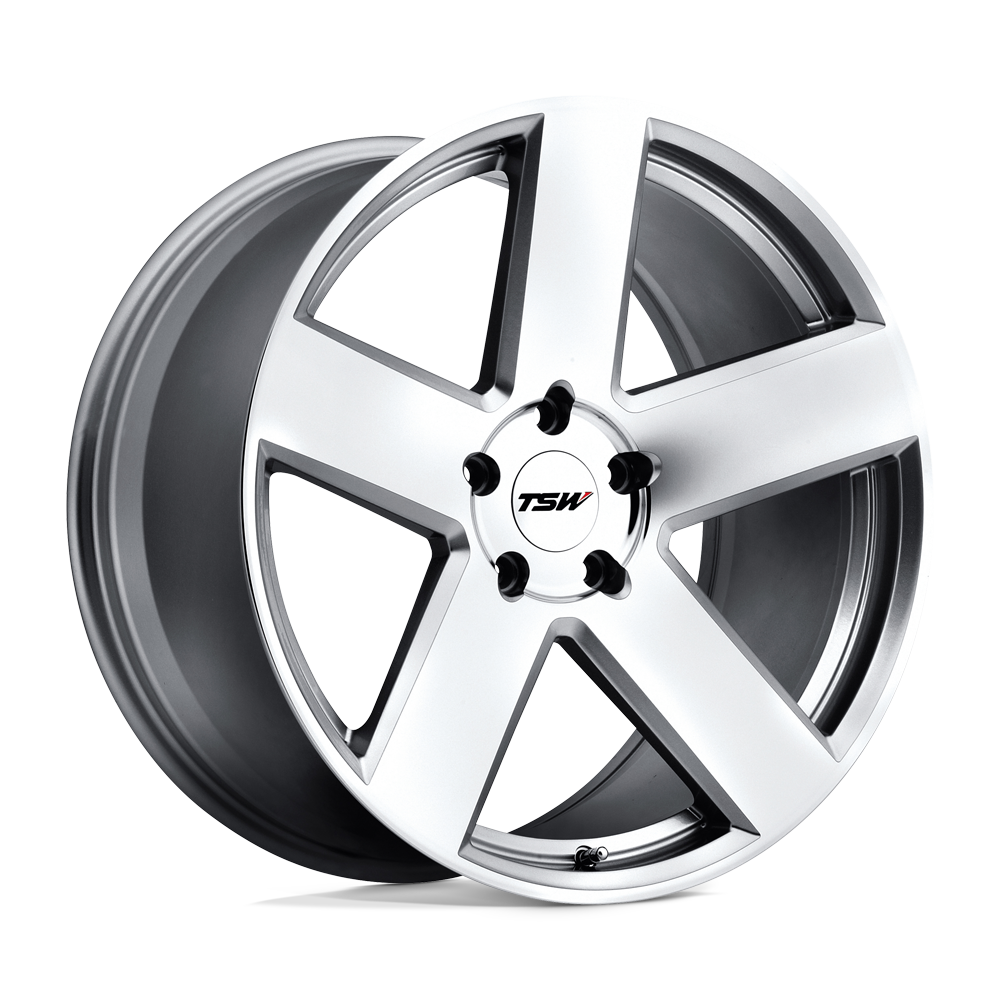 19x9.5 TSW BRISTOL SILVER W/ MIRROR-CUT FACE Wheel 5x120 (20mm)