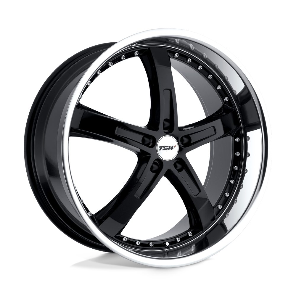 18x8 TSW JARAMA GLOSS BLACK W/ MIRROR CUT LIP Wheel 5x112 (45mm)