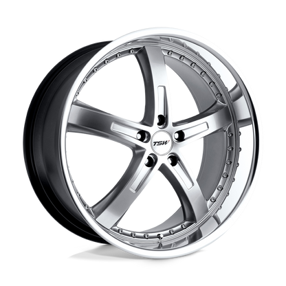 18x9.5 TSW JARAMA HYPER SILVER W/ MIRROR CUT LIP Wheel 5x120 (45mm)