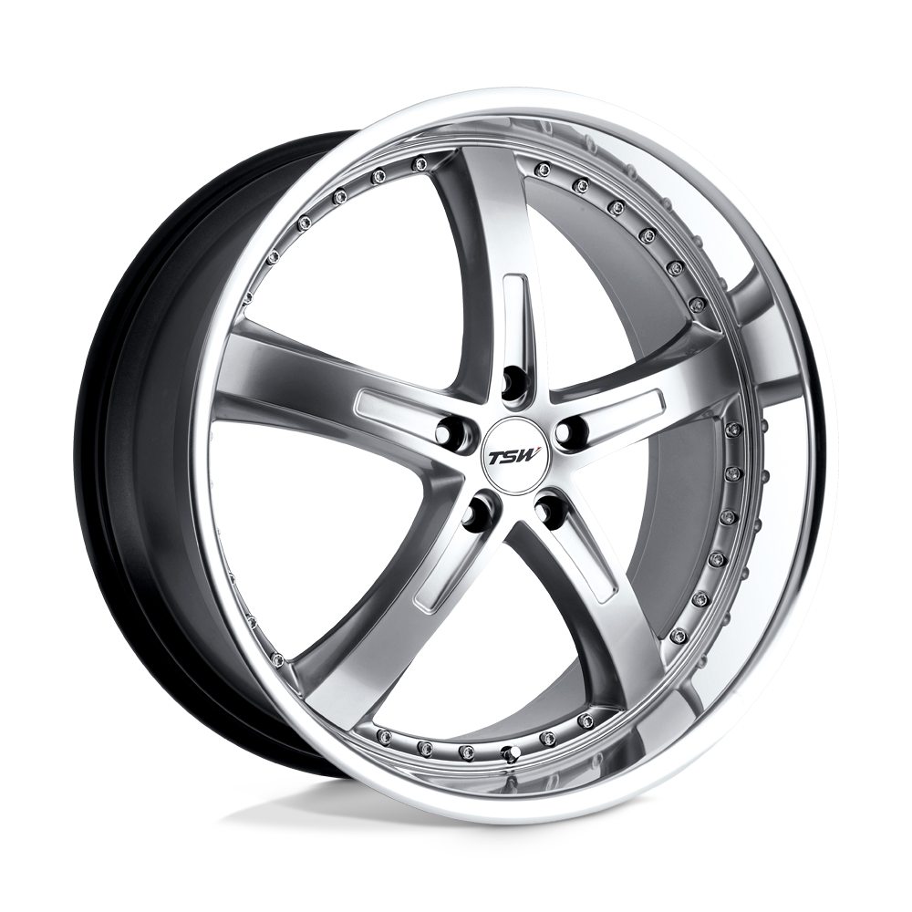19x9.5 TSW JARAMA HYPER SILVER W/ MIRROR CUT LIP Wheel 5x120 (20mm)
