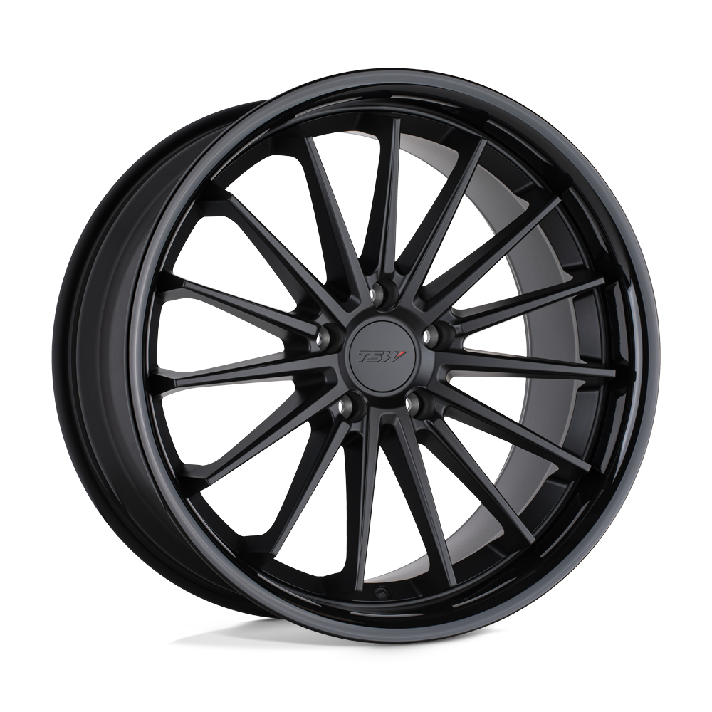 18x9.5 TSW Marina Matte Black W/ Gloss Black Lip Wheel 5x120 (40mm)