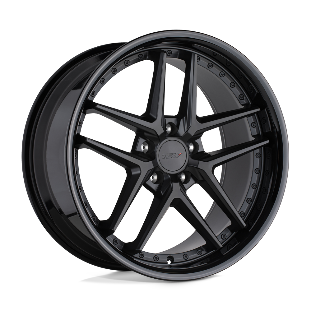 20x8.5 TSW PREMIO MATTE BLACK W/ GLOSS BLACK LIP Wheel 5x4.5 (40mm)