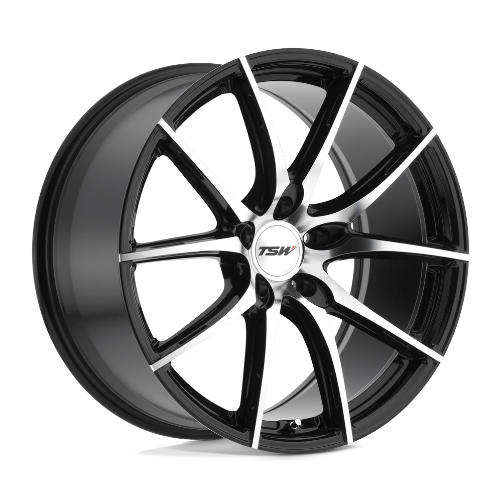 19x8.5 TSW SPRINT GLOSS BLACK W/ MIRROR CUT FACE Wheel 5x4.5 (30mm)
