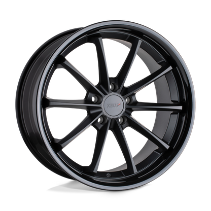 18x9.5 TSW SWEEP MATTE BLACK W/ GLOSS BLACK LIP Wheel 5x120 (40mm)