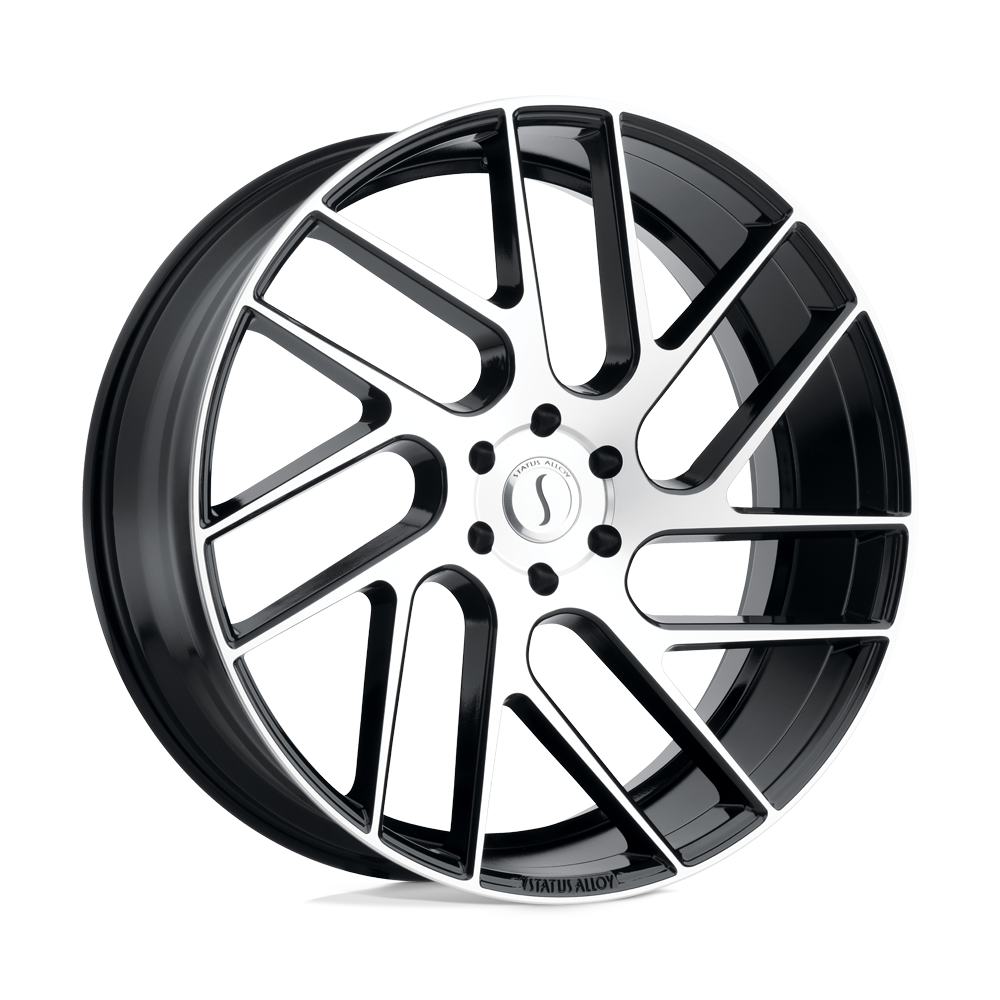 22x9.5 Status JUGGERNAUT GLOSS BLACK W/ MACHINED FACE Wheel 5x112 (35mm)