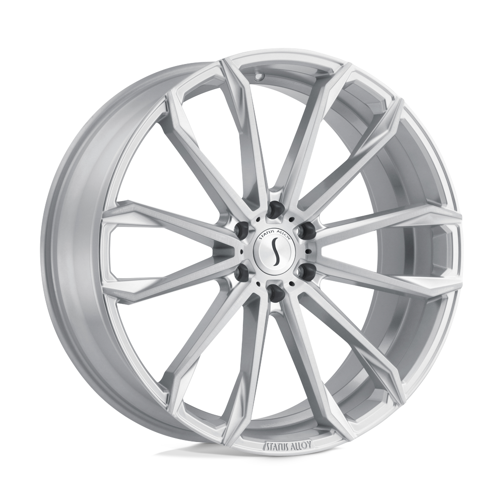 22x9.5 Status MASTADON SILVER W/ BRUSHED MACHINED FACE Wheel 6x5.5 (15mm)