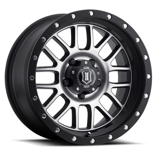 17x8.5 Icon Alloys Alpha Satin Black Machined Wheel 5x5 (0mm)