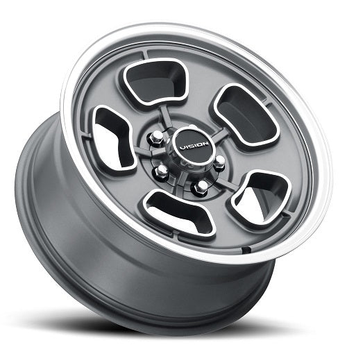 15x8 American Muscle 148 Shift Grey Machined/Lip Wheel 5x4.75 (0mm)