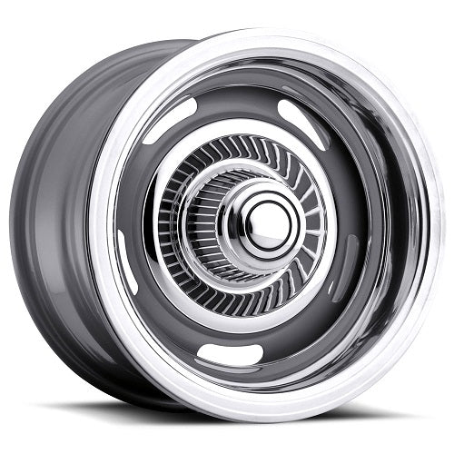 15x8 American Muscle 55 Rally Silver Wheel 5x4.5/5x4.75 (-6mm)